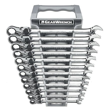 GEARWRENCH 12 Piece Metric  XL Locking Flex Head Ratcheting Wrench Set EHT85698